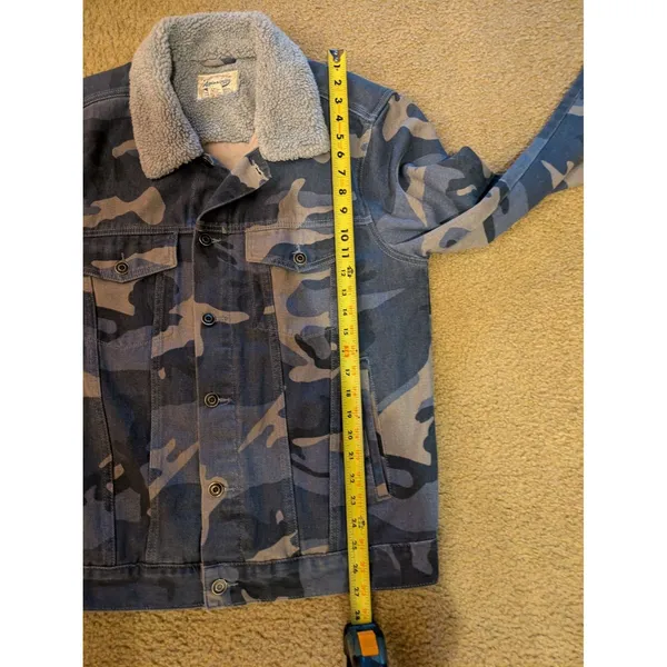 American Vintage Mens Camo Pockets Long Sleeve Collared Trucker Jacket Size L - Image 15
