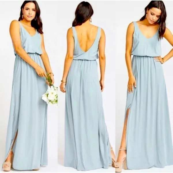 Show me your MuMu split Maxi dress SMALL sage sleeveless Bridesmaid prom - Image 5