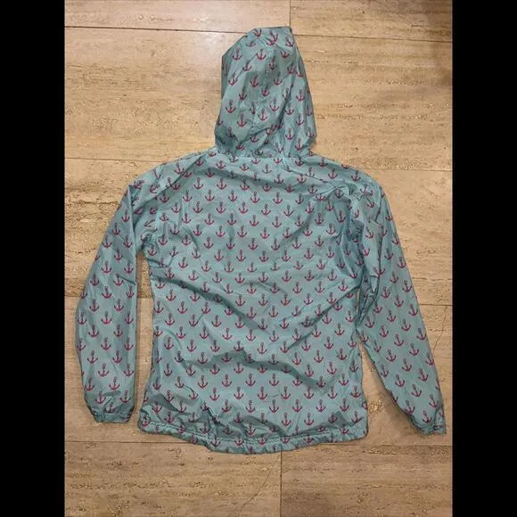 Charles River Aqua Coral Anchor Hooded Rain Coat Anorak Mercyhurst Lined‎ XXS - Image 5
