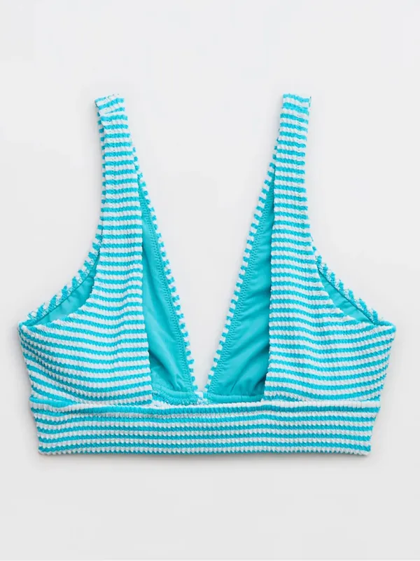 {American Eagle Aerie} Brand New Crinkle Stripe Longline Plunge Bikini Top - Image 4