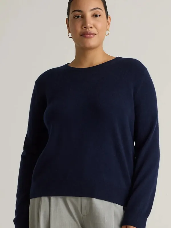 Quince Fisherman Crewneck Sweater Womens M Navy Excellent Mongolian Cashmere - Image 7