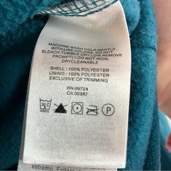 Columbia Teal Blue Fleece Jacket Full Zip Zip Pockets Polyester Womens Small - Image 4
