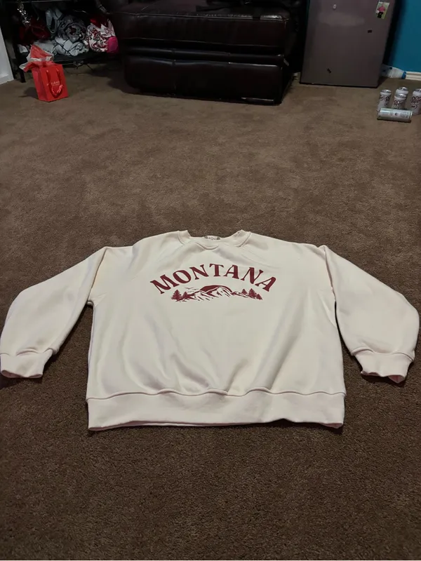 Altar'd State Cream Sweatshirt with Maroon 'Montana' Print - Image 2