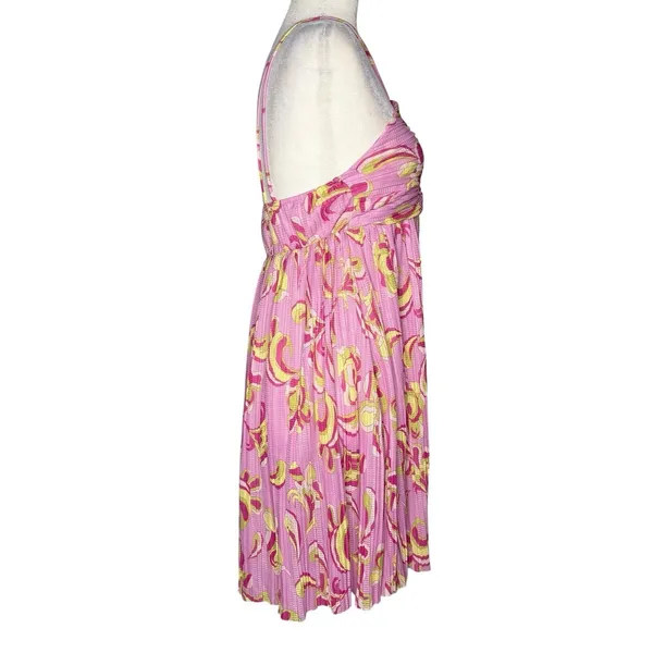 Zara Mini Swing Babydoll Dress M Pink Pleated Backless Gathered Bust‎ Sundress - Image 4