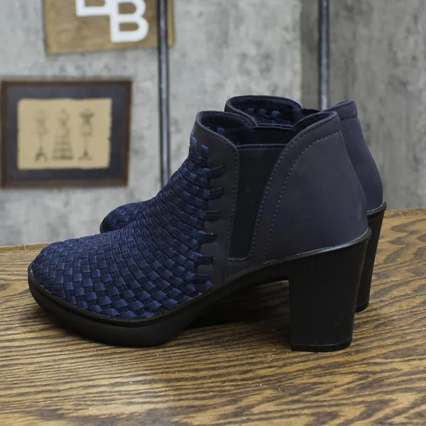 Steven by Steve Madden Enda Cross Weave Block Heel Booties Navy Blue 6.5 - Image 2