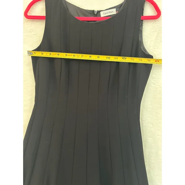 Calvin Klein Black Pintuck Pleated Fit and Flare‎ Sleeveless Dress Size 4 - Image 5