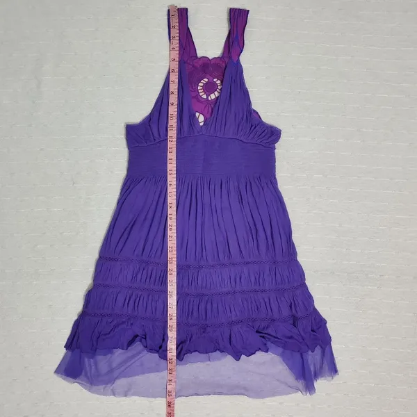 Free People Purple Tiered 100% Viscose Sleeveless Empire Waist‎ Knit Top Size M - Image 4