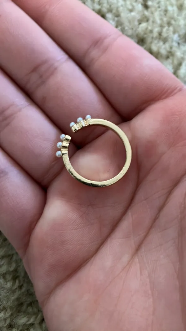 Gold Faux Pearl Antique Vintage Ring - Image 5