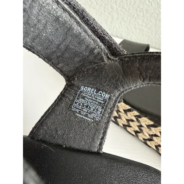 SOREL Cameron Flatform Sandals Women's 9 Black Leather Platform NL4012-010 - Image 9