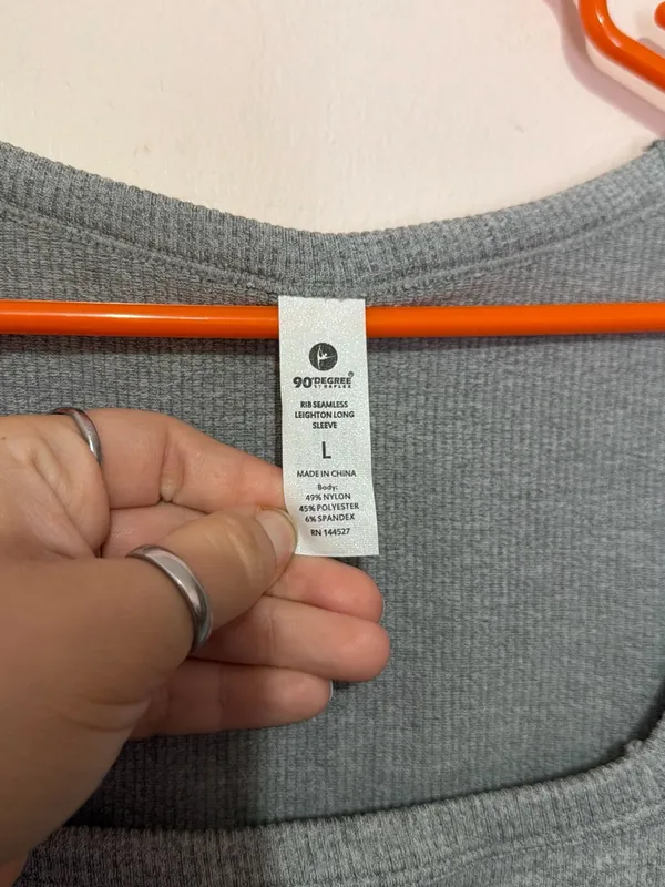 90 Degree By Reflex Heather Gray Square Neck Long Sleeve Tee - Image 2