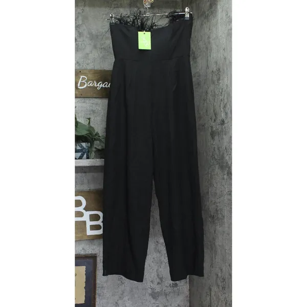 Sam Edelman Women's Strapless Feather-Trim Jumpsuit 40H144-S4 Black 6 - Image 2