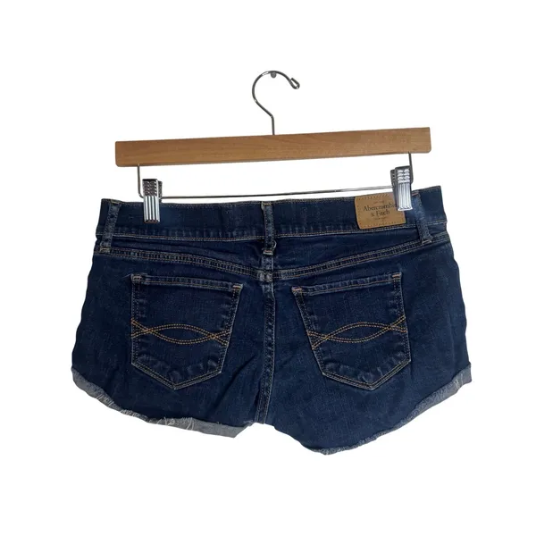 Abercrombie & Fitch Women's Dark Wash Denim Cutoff Micro Shorts Size 4/27 Y2k - Image 4