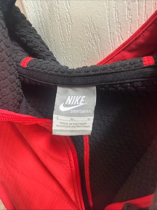 Nike Women’s  Red Hooded Jacket - Lightweight Zip Front - Image 3