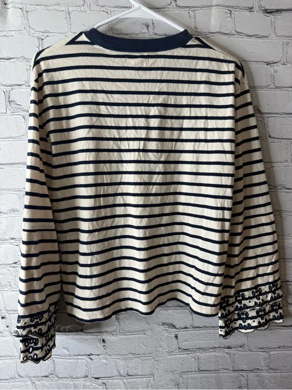 Madewell Navy and Cream Striped Long-Sleeve Tee with Embroidered Cuffs - Image 6
