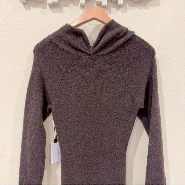 ASTR Spencer Dark Mushroom Cutout Mock Neck Knit Midi Sweater Dress Small NWT - Image 9