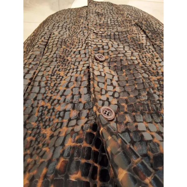 Selene Sport Vintage S Faux Snakeskin Leather Animal Print Long Jacket Coat NWOT - Image 4