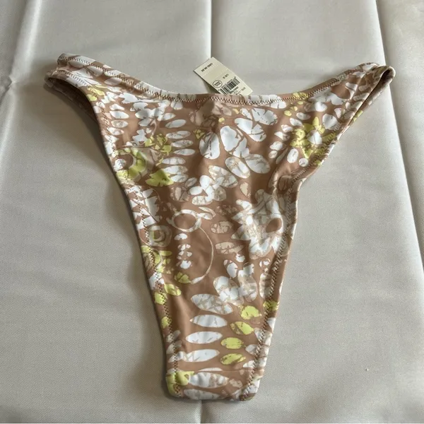 NWT Aerie High Waisted Cheeky Bikini Bottoms Brown Floral Tropical Size Small - Image 3