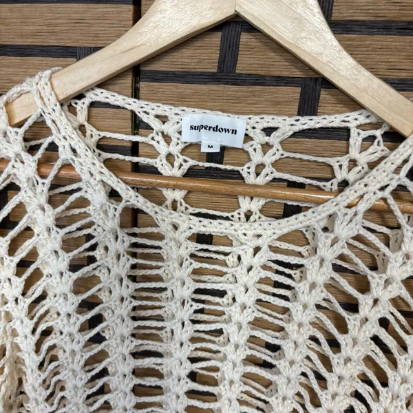 Super Down Ivory Miranda Crochet‎ Mini Dress Size Medium - Image 5