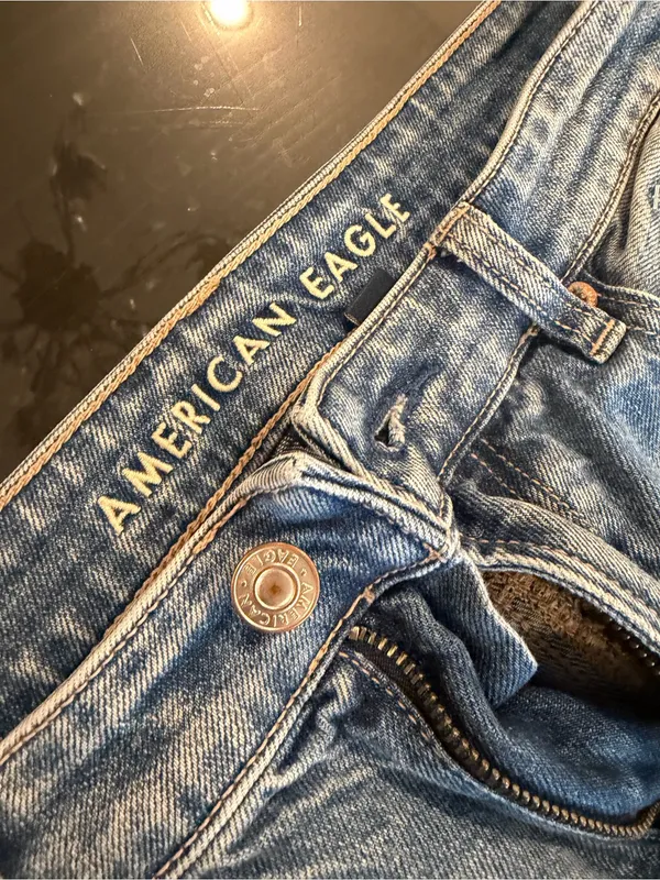 American Eagle Outfitters Blue Denim Jeans with Branded Waistband - Image 2