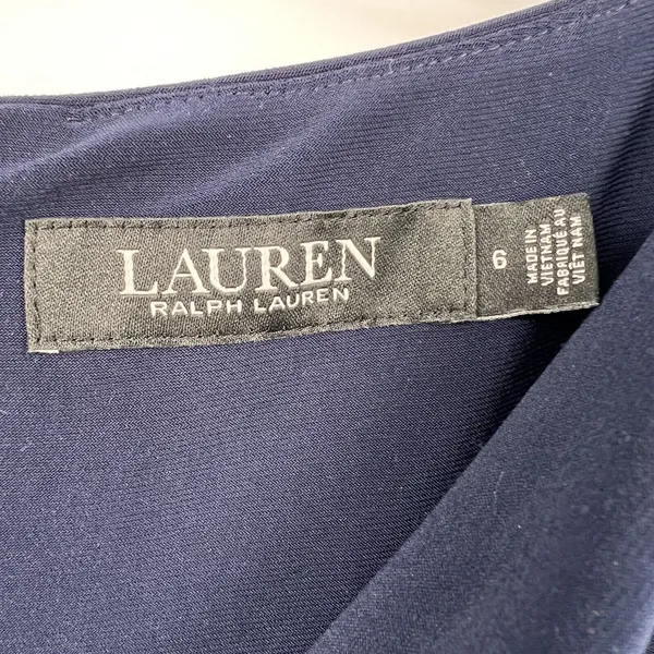 Lauren Ralph Lauren Black Label Sheath Dress Navy Twist Front 3/4 Sleeves Size 6 - Image 10