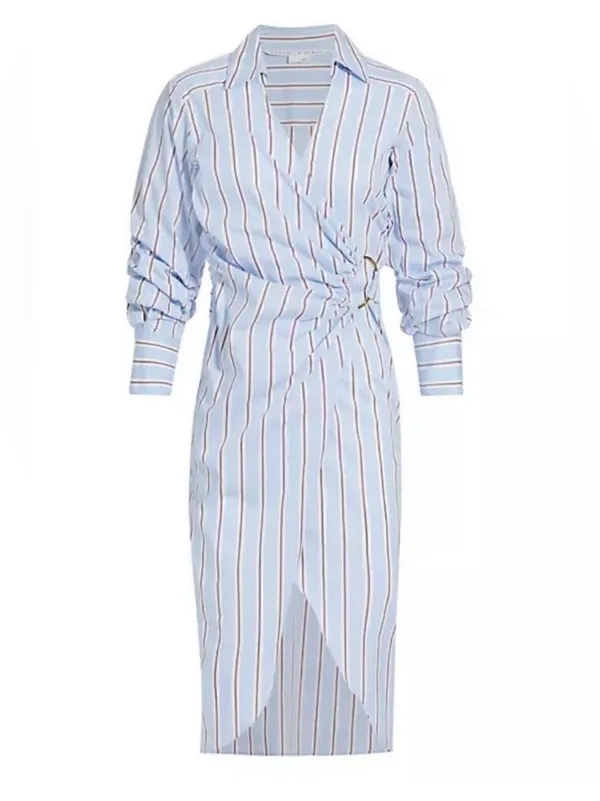 VERONICA BEARD AFTON WRAP AERO BLUE BRICK MULTI DRESS sz 2 - Image 2