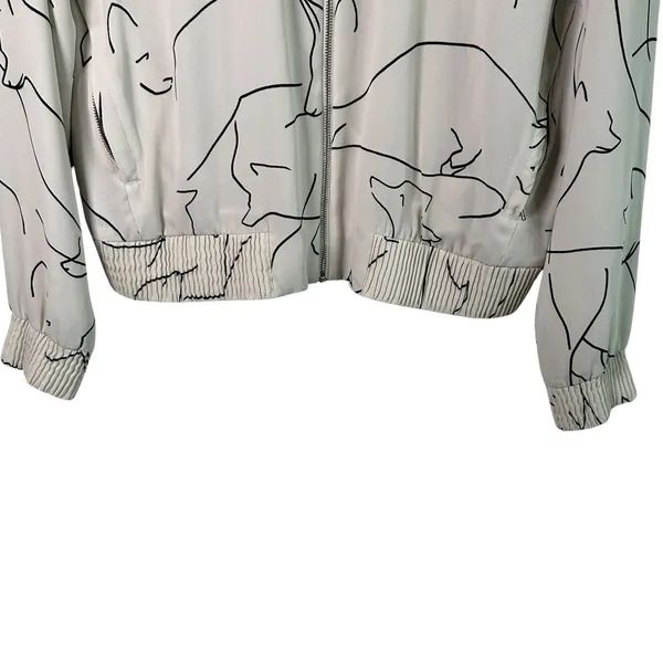 Aritzia Babaton Gilroy Bomber Jacket Sz M Fox Print Abstract Zip Up - Image 7