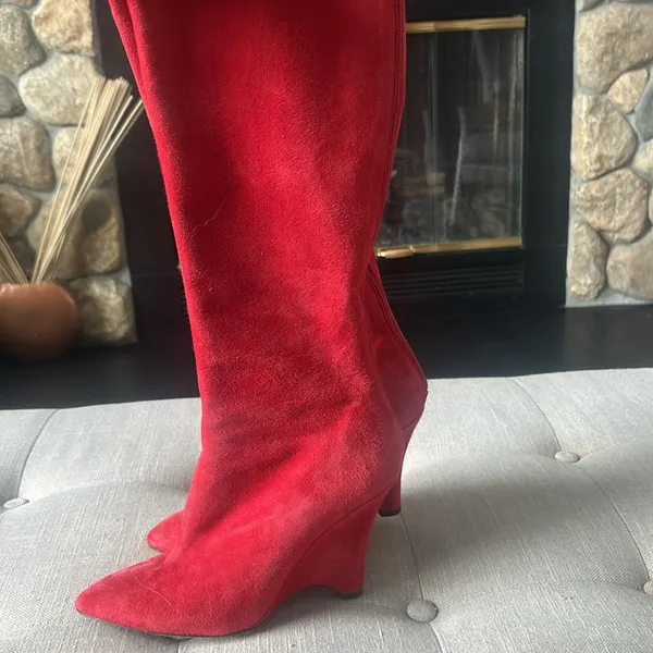Kate Spade Women's Red Suede Boots Size 7 - Image 8