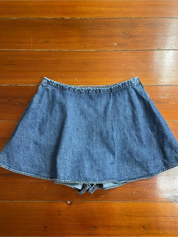 FREE PEOPLE Paradise Found Denim Skort in Mid Indigo Sz S 💛🎀 - Image 6