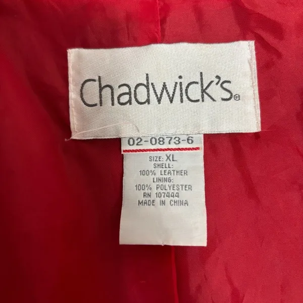 Chadwick's Jacket Red Leather Suede Full Zip Collared Moto Classic Minimalist XL - Image 4