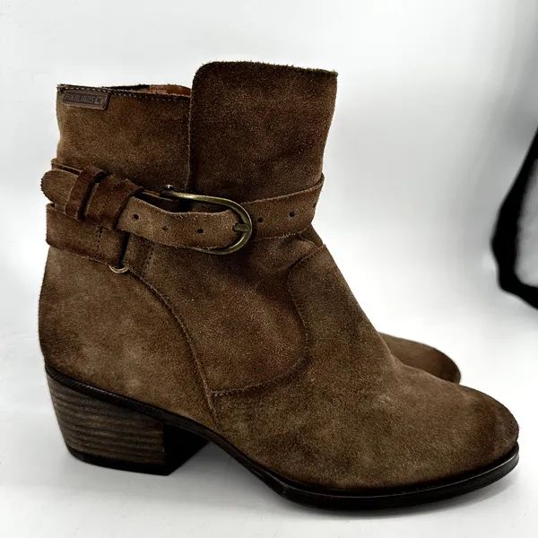 Pikolinos Baqueira Cowboy Ankle Zip Suede Boots Western Block Heel Tan 8.5 - Image 3
