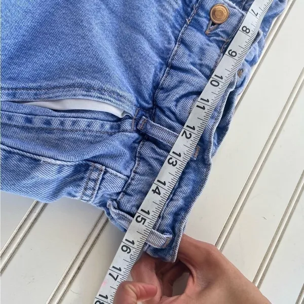 Zara Paperbag Waist Jeans Small Light Wash High Rise Ruffle Denim Mom Pants - Image 12