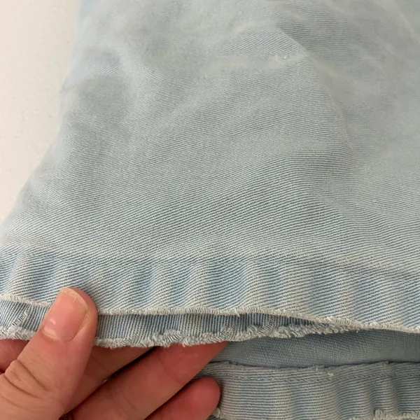 Vintage women’s light wash blue heavy denim adjustable maxi skirt‎ cottage core - Image 6