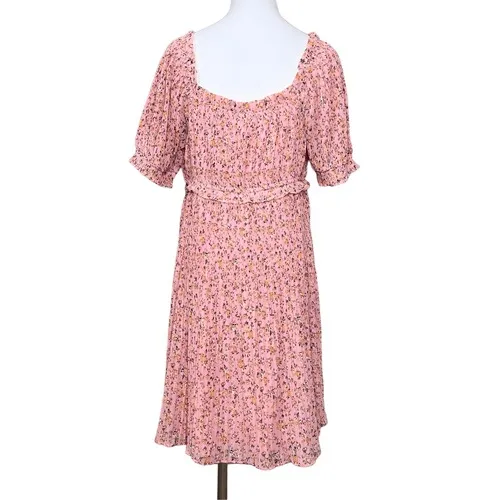 Beyond Words Pink Floral‎ Pleated Cottagecore Fit & Flare Dress XL Prairie Vibes - Image 3