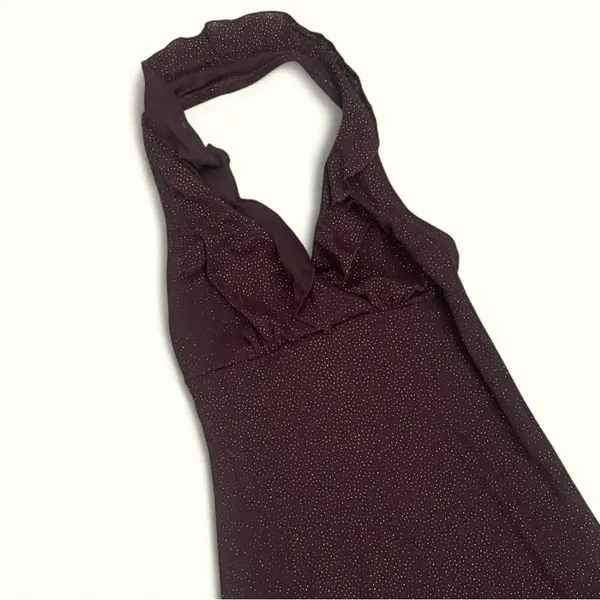 Vintage 90s Y2K Rampage Glitter Halter Ruffle Dress - Image 3