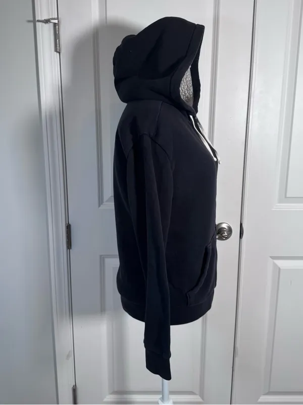 Hollister Sherpa Lined Hoodie XS Black Full Zip Cozy Y2K Fleece Jacket Everyday - Image 3