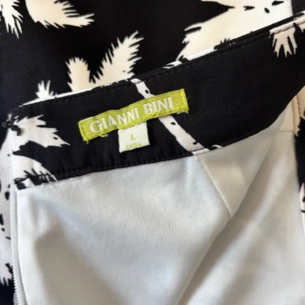 Gianni Bini Women's Skirt L Black White Palm Tree Pencil Skirt Tropical Resort - Image 5