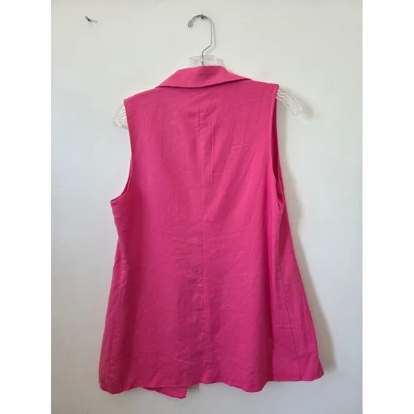 Happily Grey Pink Linen Sleeeveless Blazer Jacket Vest Open Front Spring Small - Image 6