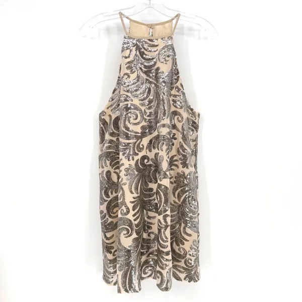 Show Me Your Mumu Gomez Mini Homecoming Dress Women M‎ Silver Sequin Party Boho - Image 4