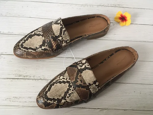 Snake Print Mules, Size 11 Brown - Image 3