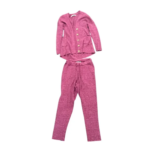 Free People FP Beach Pink Knit Lounge Set Cardigan & Pants XS - Image 13