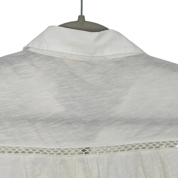 Lucky Brand White‎ Eyelet Peplum Babydoll Button Up Shirt Top Boho Cotton NWT - Image 6