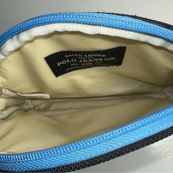 Polo Jeans Co Ralph Lauren Cosmetic Bag iPhone Case Blue with Black Trim - Image 5