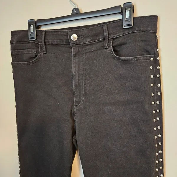 Joe’s Jeans Black Studded Flawless The Charlie High Rise Skinny Ankle casual - Image 2