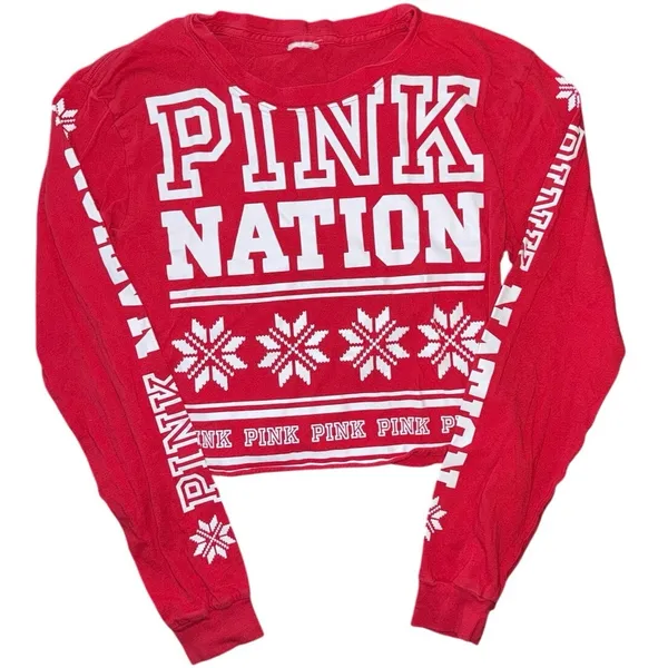 Holiday Christmas Red Victoria Secret Love Pink Spirit Jersey Women's large - Image 2