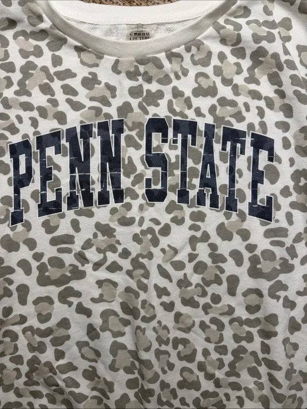 Penn State White & Gray Leopard Crewneck Sweatshirt - Image 2