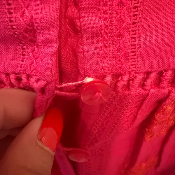 ANTHROPOLOGIE‎ NWT RANNA GIL Tomine Eyelet Midi Dress in Hot Pink size XS - Image 8