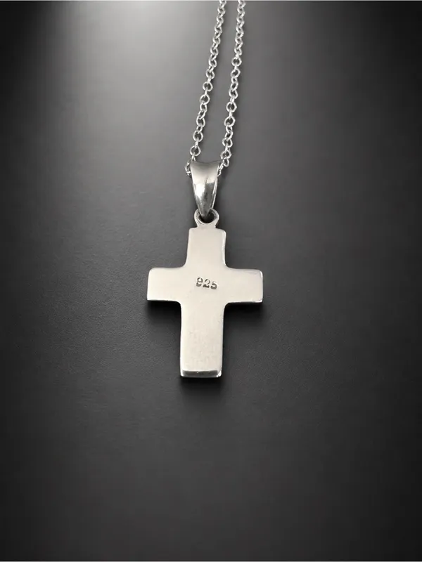 Estate Sterling Silver 925 Cross w/ Sterling Plate Chain DAINTY - Image 2
