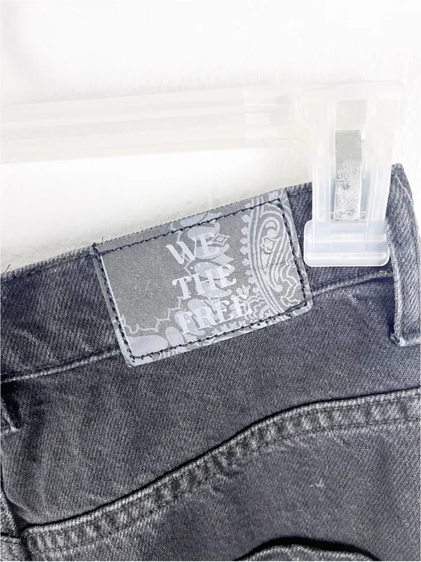 FREE PEOPLE We The Free Black Crossroads Boyfriend Barrel Jeans Size 27 Slouchy - Image 11