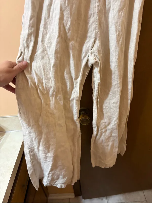 Reformation Torta Linen Jumpsuit in Sand Beige - Image 7