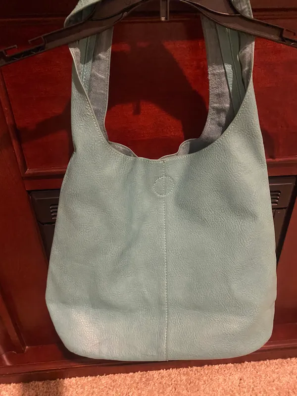 Turquoise Hobo Leather Handbag 15” X 15” - Image 3